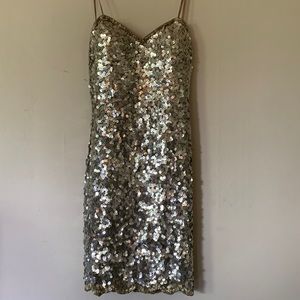 SCALA Gold Sequin Strapless Bombshell Dress!